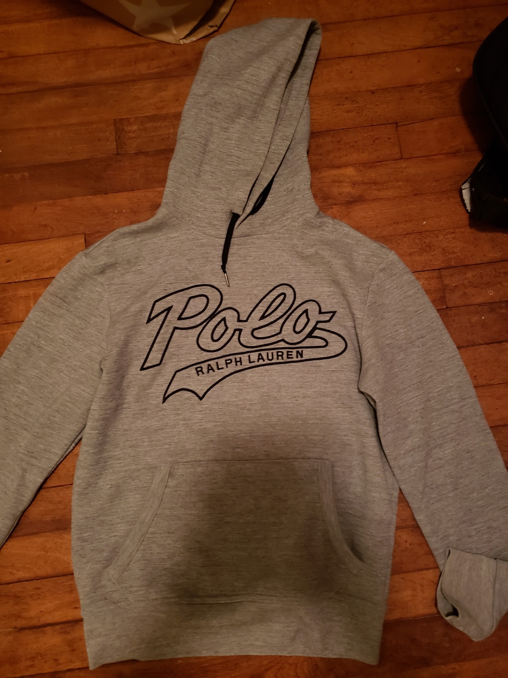 Polo by Ralph Lauren Gray Pullover Hoodie with Script Logo